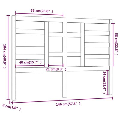 vidaXL Tête de lit Gris 146x4x104 cm Bois massif de pin