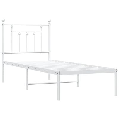 vidaXL Cadre de lit métal sans matelas avec tête de lit blanc 75x190cm