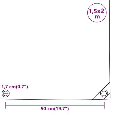 vidaXL Bâche vert 1,5x2 m 650 g/m²