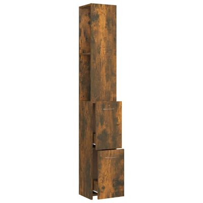 vidaXL Armoire de bain chêne fumé 25x26,5x170 cm bois d'ingénierie