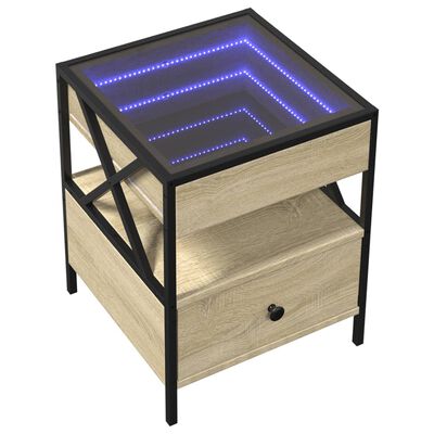 vidaXL Table basse avec LED Infinity chêne sonoma 40x40x51 cm