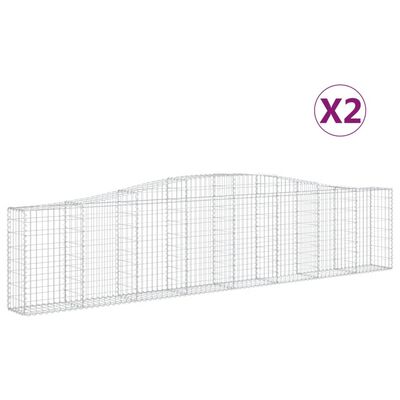 vidaXL Paniers à gabions arqués 2 pcs 400x30x80/100 cm Fer galvanisé