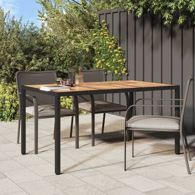 vidaXL Table de jardin 150x90x75 cm Résine tressée et bois acacia Noir