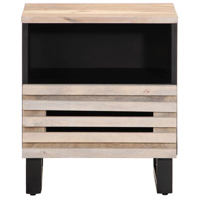 vidaXL Table de chevet 40x34x46 cm bois de manguier massif blanchi