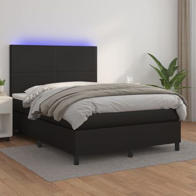 vidaXL Sommier à lattes de lit avec matelas et LED Noir 140x200 cm