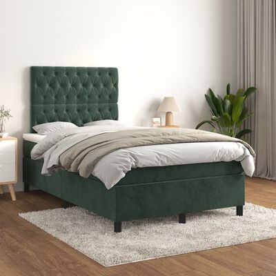 vidaXL Sommier à lattes de lit avec matelas vert foncé 120x190 cm