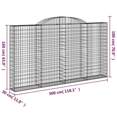 vidaXL Paniers à gabions arqués 2 pcs 300x30x160/180 cm fer galvanisé