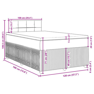 vidaXL Sommier à lattes de lit et matelas gris clair 120x190 cm tissu