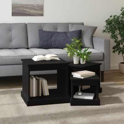 vidaXL Tables basses 3 pcs noir bois d'ingénierie