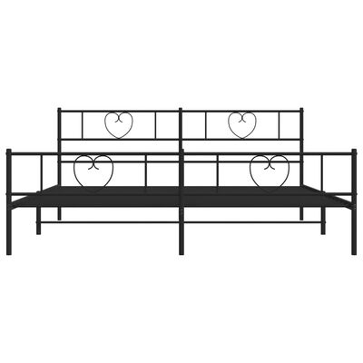 vidaXL Cadre de lit métal sans matelas avec pied de lit noir 200x200cm