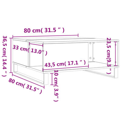 vidaXL Table basse blanc 80x80x36,5 cm bois d'ingénierie