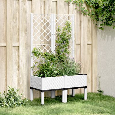 vidaXL Jardinière avec treillis blanc 80x40x142 cm PP