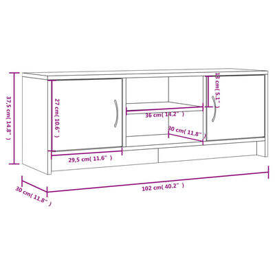 vidaXL Meuble TV chêne fumé 102x30x37,5 cm bois d'ingénierie