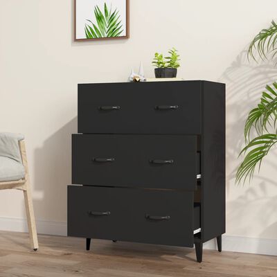 vidaXL Buffet noir 69,5x34x90 cm bois d'ingénierie