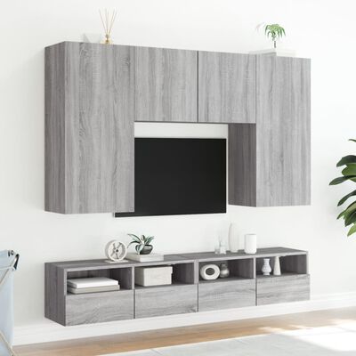 vidaXL Meuble TV mural sonoma gris 80x30x30 cm bois d'ingénierie