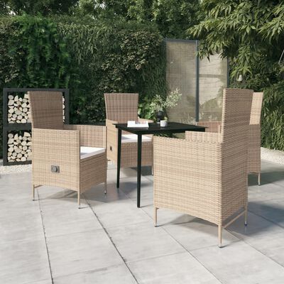 vidaXL Ensemble à manger de jardin avec coussins 5 pcs Beige