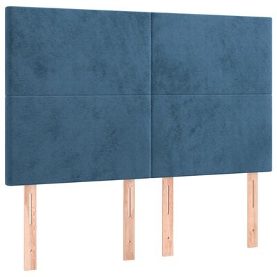 vidaXL Sommier à lattes de lit et matelas Bleu foncé 140x190cm Velours