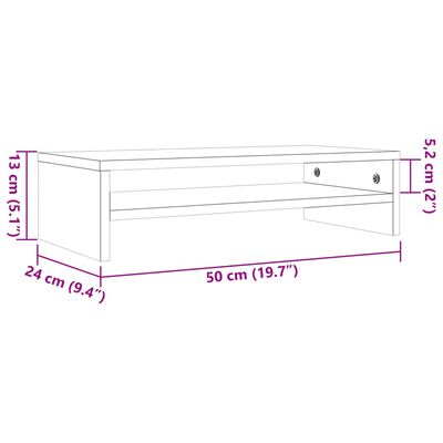 vidaXL Support de moniteur marron miel 50x24x13 cm bois de pin solide