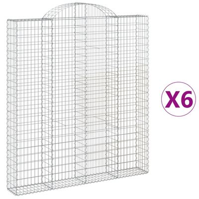 vidaXL Paniers à gabions arqués 6 pcs 200x30x220/240 cm fer galvanisé