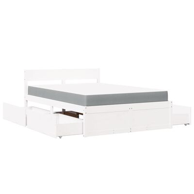 vidaXL Lit avec tiroirs et matelas blanc 140x190 cm bois massif de pin