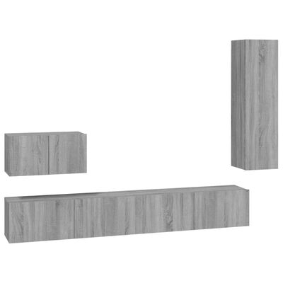 vidaXL Ensemble de meubles TV 4 pcs Sonoma gris Bois d'ingénierie