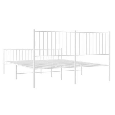 vidaXL Cadre de lit métal sans matelas et pied de lit blanc 150x200 cm