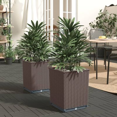 vidaXL Jardinières 2 pcs marron 30x30x37 cm polypropylène