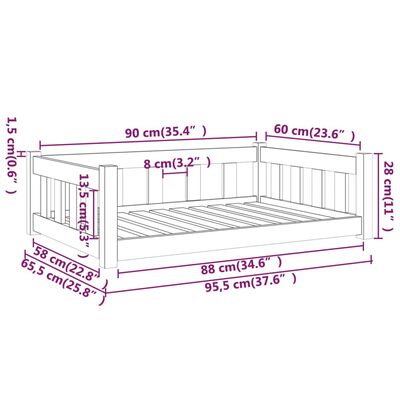 vidaXL Lit pour chien blanc 95,5x65,5x28 cm bois de pin solide