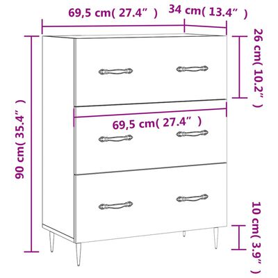 vidaXL Buffet chêne sonoma 69,5x34x90 cm bois d'ingénierie