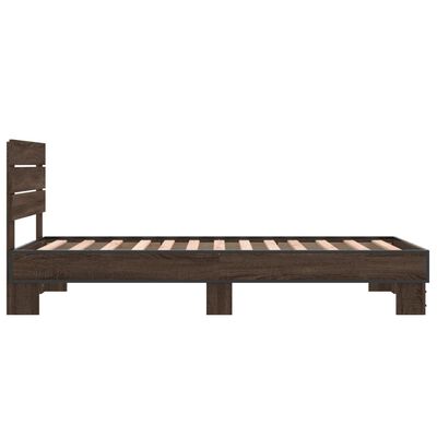 vidaXL Cadre de lit chêne marron 75x190 cm bois d'ingénierie et métal