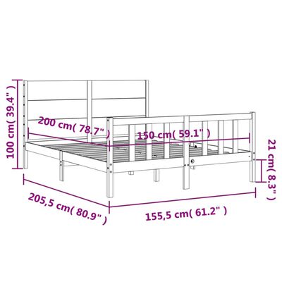 vidaXL Cadre de lit sans matelas bois de pin massif