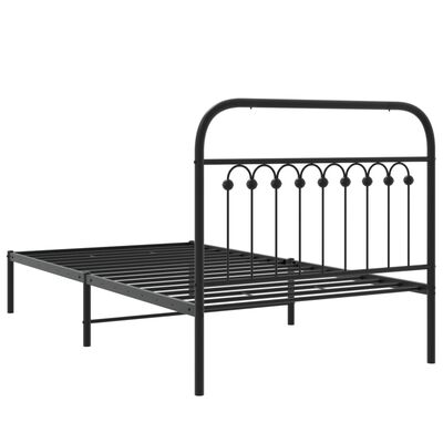 vidaXL Cadre de lit métal sans matelas avec tête de lit noir 100x200cm