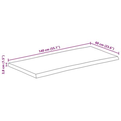 vidaXL Dessus de table 140x60x3,8 cm bord vivant bois massif manguier