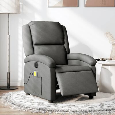 vidaXL Fauteuil inclinable de massage électrique gris foncé tissu