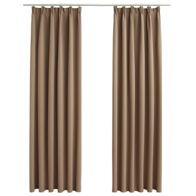 vidaXL Rideaux occultants avec crochets 2 pcs Taupe 140x175 cm