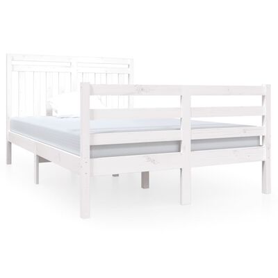 vidaXL Cadre de lit sans matelas blanc bois massif