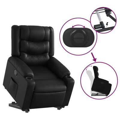 vidaXL Fauteuil inclinable Noir Similicuir