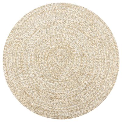 vidaXL Tapis fait à la main Jute Blanc et naturel 120 cm