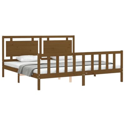 vidaXL Cadre de lit avec tête de lit marron miel 200x200cm bois massif