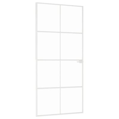 vidaXL Porte d'intérieur Blanc 93x201,5 cm Trempé verre aluminium fin