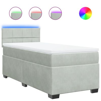 vidaXL Sommier à lattes de lit et matelas Gris clair 90x200 cm Velours