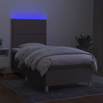 vidaXL Sommier à lattes de lit et matelas et LED Taupe 80x200cm Tissu