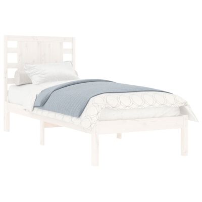 vidaXL Cadre de lit Blanc Bois massif 90x190 cm Simple