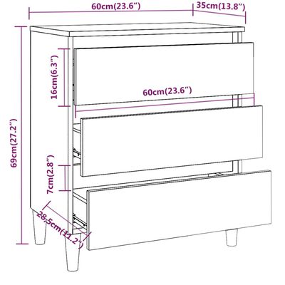 vidaXL Buffet Chêne marron 60x35x69 cm Bois d'ingénierie