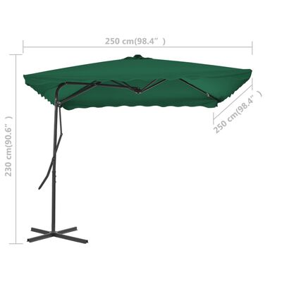 vidaXL Parasol d'extérieur avec mât en acier 250x250 cm vert