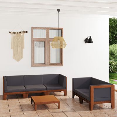 vidaXL Salon de jardin 6 pcs avec coussins Bois d'acacia solide