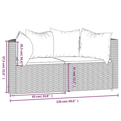 vidaXL Canapés d'angle de jardin et coussins2pcs marron résine tressée