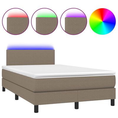 vidaXL Sommier à lattes de lit matelas et LED taupe 120x190 cm tissu