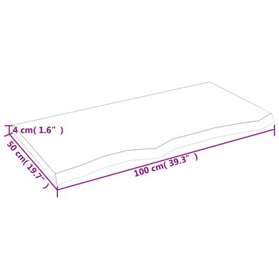 vidaXL Comptoir de salle de bain 100x50x(2-4)cm bois massif non traité