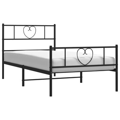 vidaXL Cadre de lit métal sans matelas et pied de lit noir 100x200 cm